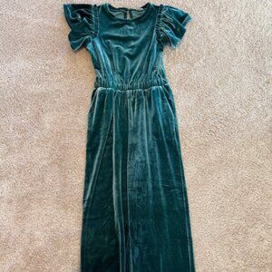 crewcuts girls green velvet jumpsuit size 8